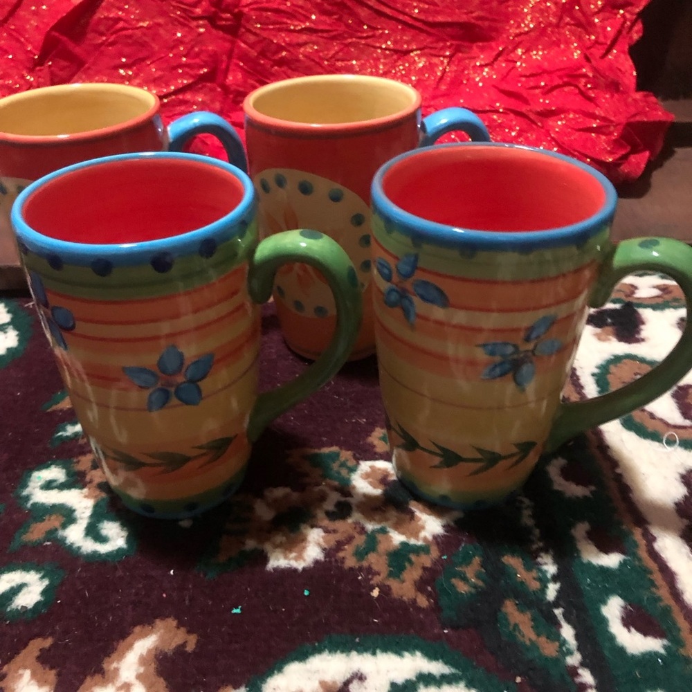 Lucy Green and Blue Ceramic Mugs Set for Dining. Made by tabletop galleries